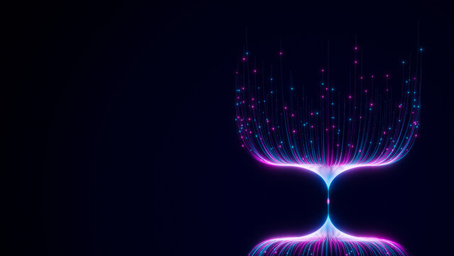 Big data artificial intelligence machine learning neural network flow complex information science innovation technology data analysis visualization cyberspace future. 3d rendering.