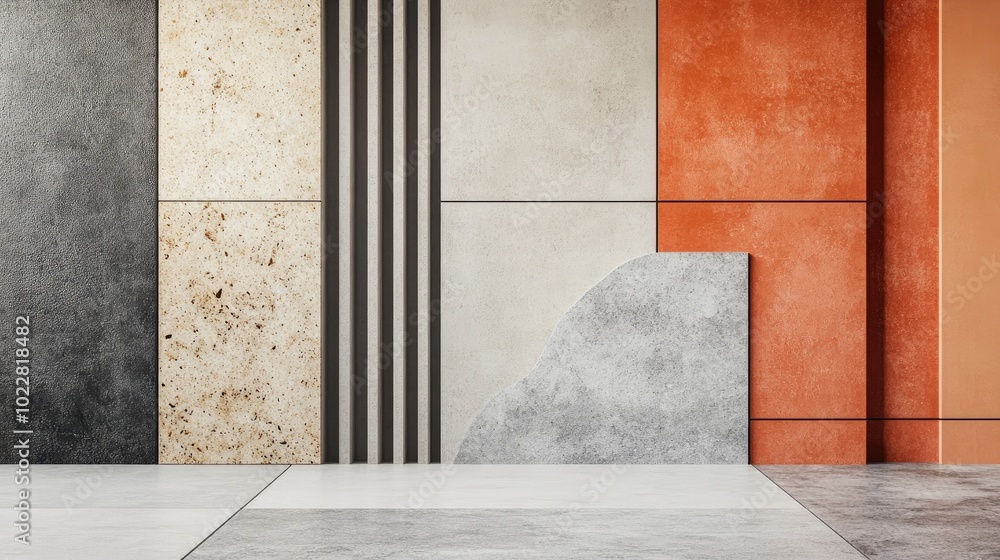 Poster a wall of modern finishes simple and basic contemporary material background or backdrop with copy sp