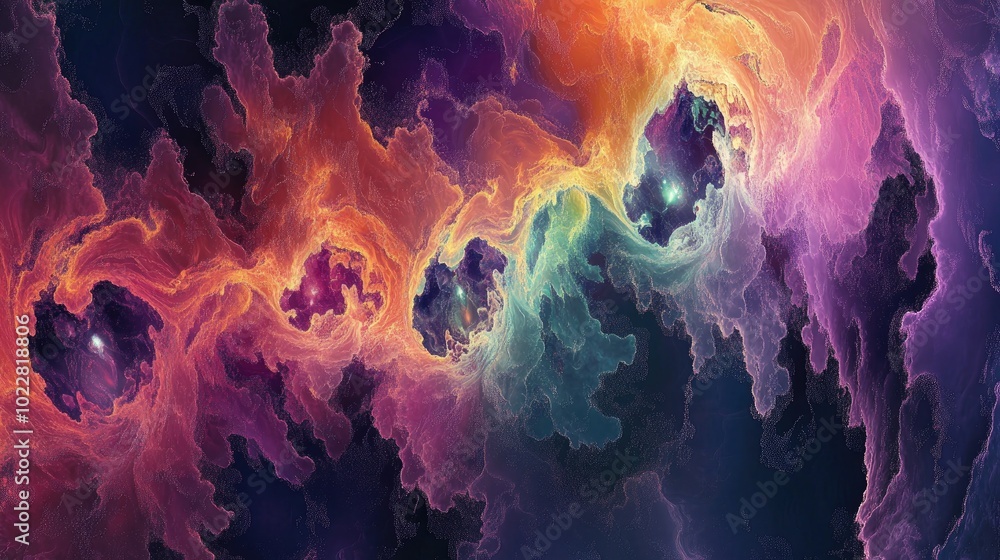 Poster Colorful abstract fractal backdrop with intricate details best appreciated when viewed at full resolution