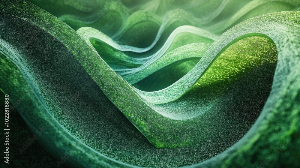 Aufkleber Abstract artwork featuring a flowing green granular texture with curved patterns