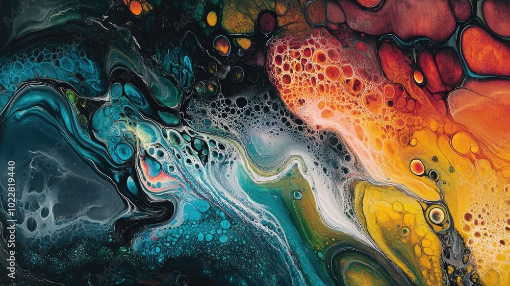 Poster abstract painting featuring an original design with a mix of vibrant colors textured composition cre
