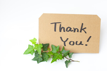 感謝のメッセージカードと植物