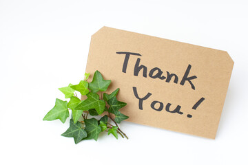 感謝のメッセージカードと植物