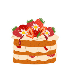 Birthday Cakes isolated on white. Vector for postcards and stickers flat illustration for celebration ,birthday party.