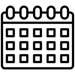 Calendar Icon, Black And White Outline Icon Symbol