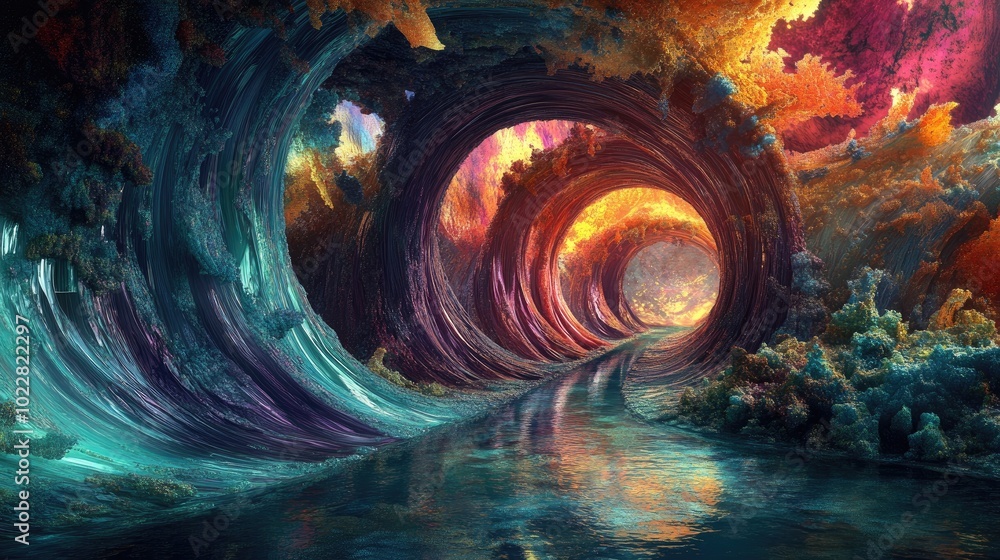 Poster abstract digital background in a fantasy 3d illustration style