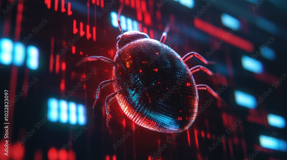Poster digital representation of a cyber bug concept