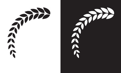 Silhouette of bent spikelet. A semicircular curved shape. isolated on white and black background. Vector illustration EPS 10