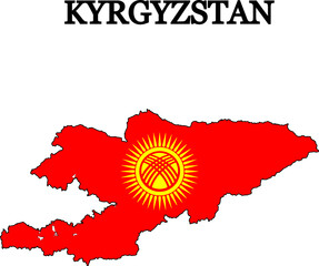Kyrgyzstan. Flag-map. Print on T-shirt, cup, etc. 