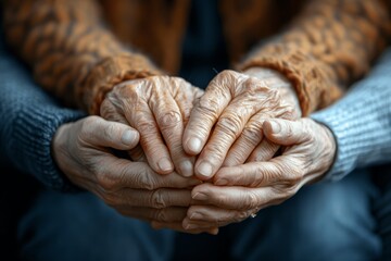 Fototapeta premium Family Holding Hands Demonstrating Love and Care for Elders at Home Emphasizing Teamwork and Compassion