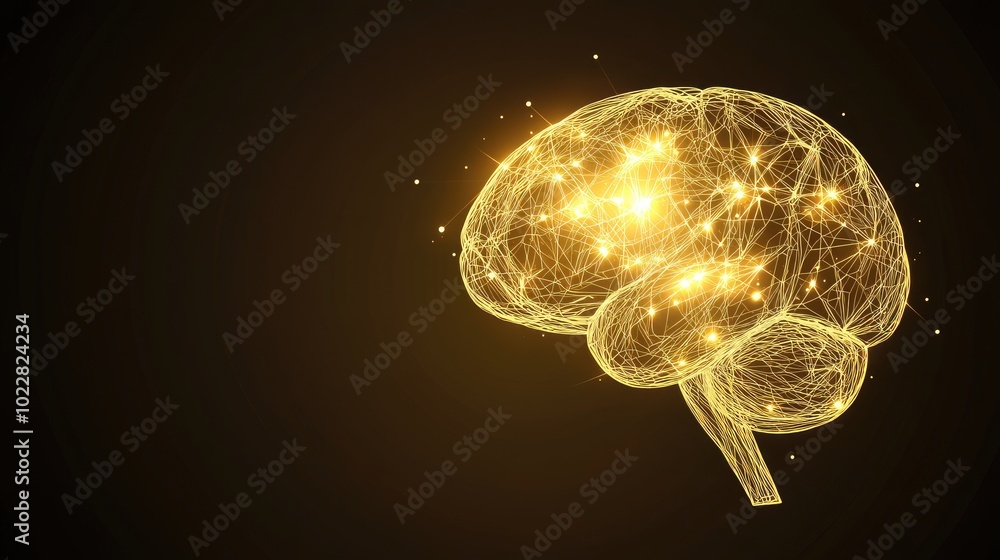 Aufkleber a digital ai brain made of glowing lines and dots, representing the evolution of artificial intellig
