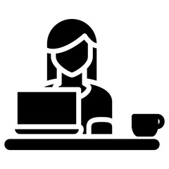 Secretary Icon, Black And White Outline Icon Symbol