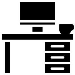 Workspace Icon, Black And White Outline Icon Symbol