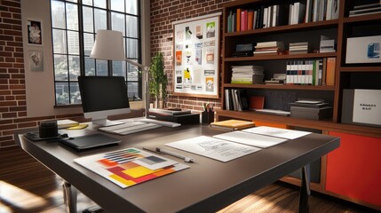 Modern Bright Home Office with Creative Workspace