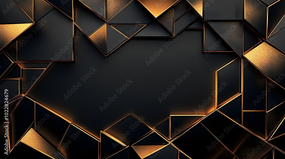 Canvas Prints Black-and-gold abstract wallpaper with geometric