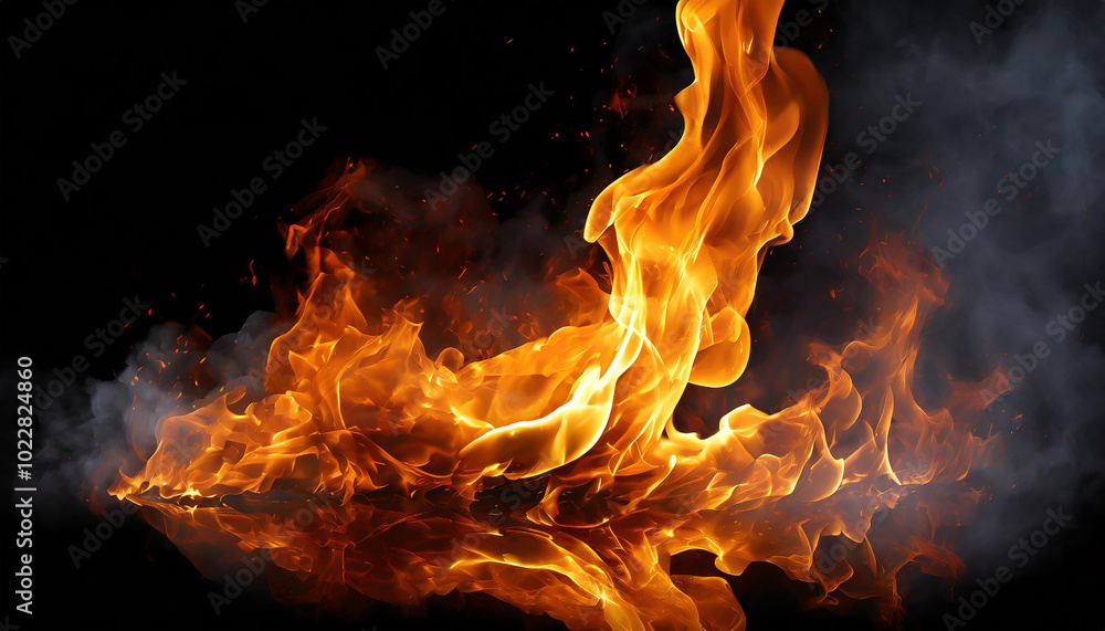 Poster dynamic flames dance against a dark background, illuminating the air with warmth while creating a me