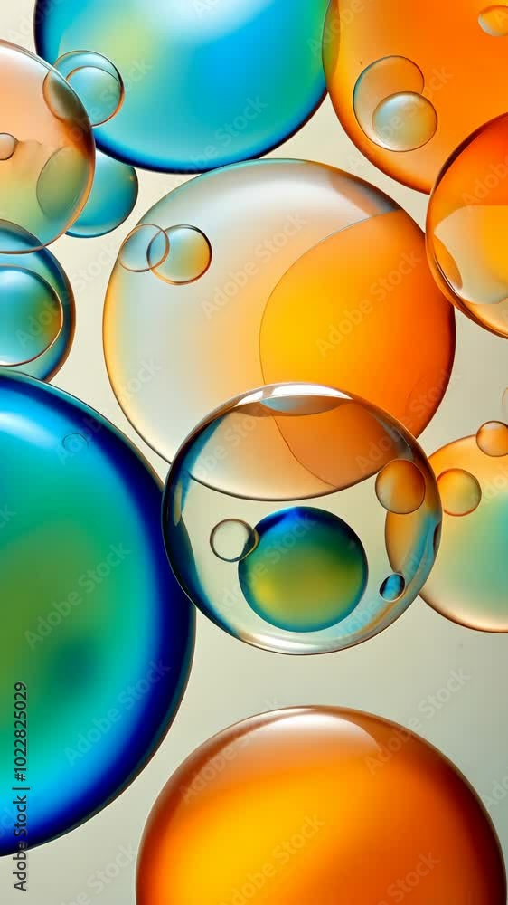 Poster Abstract colorful soap bubbles in close-up view