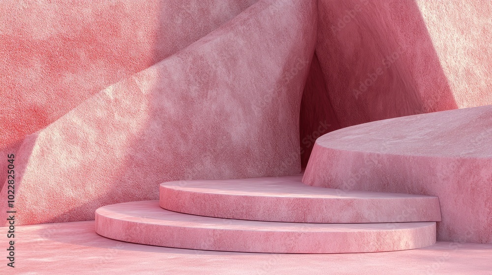 Aufkleber Abstract pink geometric stone and rock shape background minimalist mockup for podium display or showcase 3D rendering
