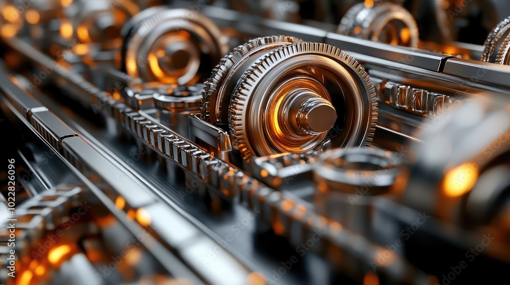 Poster metallic gears and cogs in a modern design