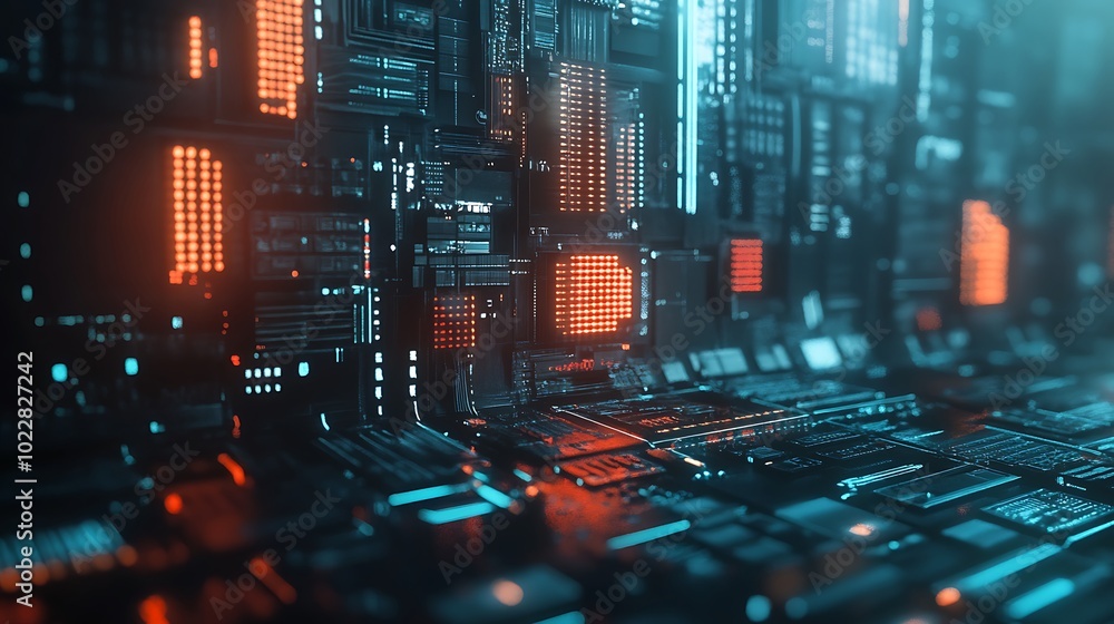 Poster sleek digital technology backdrop highlighting the complexity of modern systems.