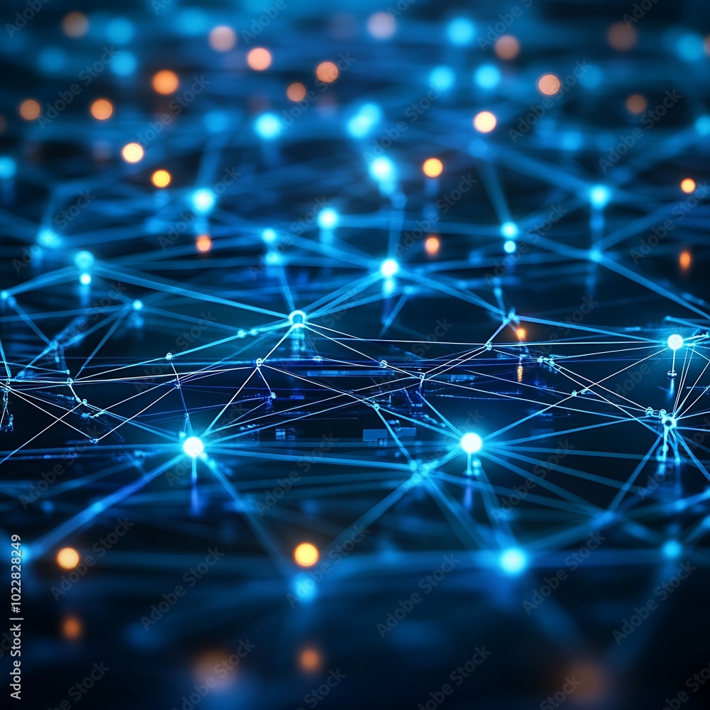 Aufkleber engaging digital technology background featuring data flow and connectivity themes.
