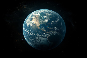 Fototapeta premium Photograph of the Earth from space, surrounded by stars.