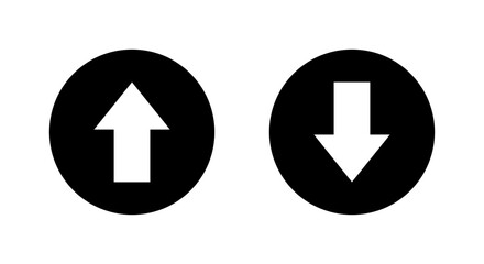 Up and down arrow icon on black circle. Upward and downward sign symbol © Ka Han
