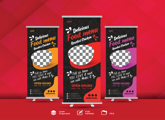 Professional Food and Restaurant Rollup Banner Template Design Food Restaurant Banner