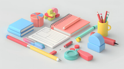 Sticky notes icons Stationaries 3D