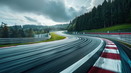 Race Track Bend with Blurred Speed Lines