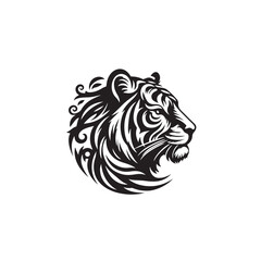 tiger head silhouettes logo vector with white background