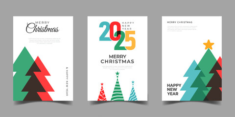 Merry christmas and happy new years greeting card or poster design decorative. christmas cover template design background