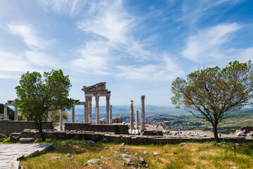 Fototapeta premium Temple in Pergamon ancient city archaeological site in Bergama, Turkey