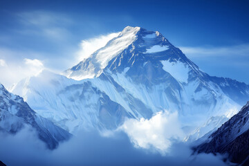 A huge snow-capped mountain
