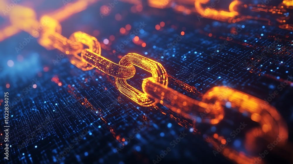 Poster stunning 3d depiction of blockchain and big data interaction.