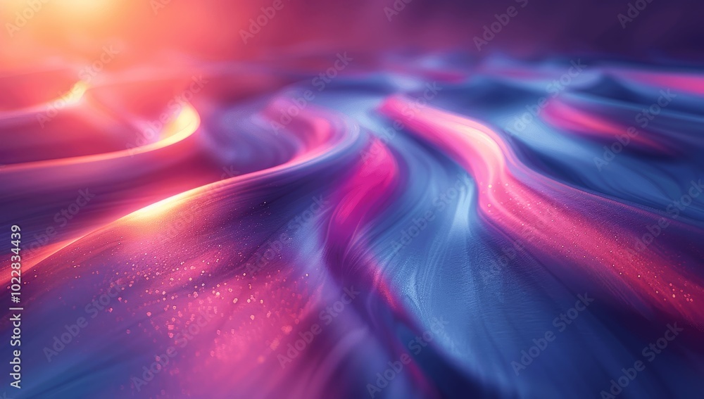 Poster futuristic neon gradient background with curved shapes and light rays