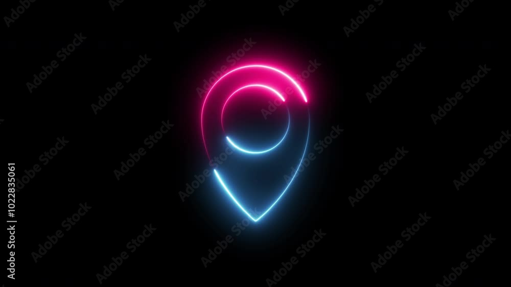 Aufkleber geo point sign abstract neon animation. blue and pink color. seamless loop animation.