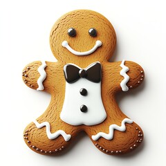 Obraz premium gingerbread man top view without decor, white background, realistic : Generative AI
