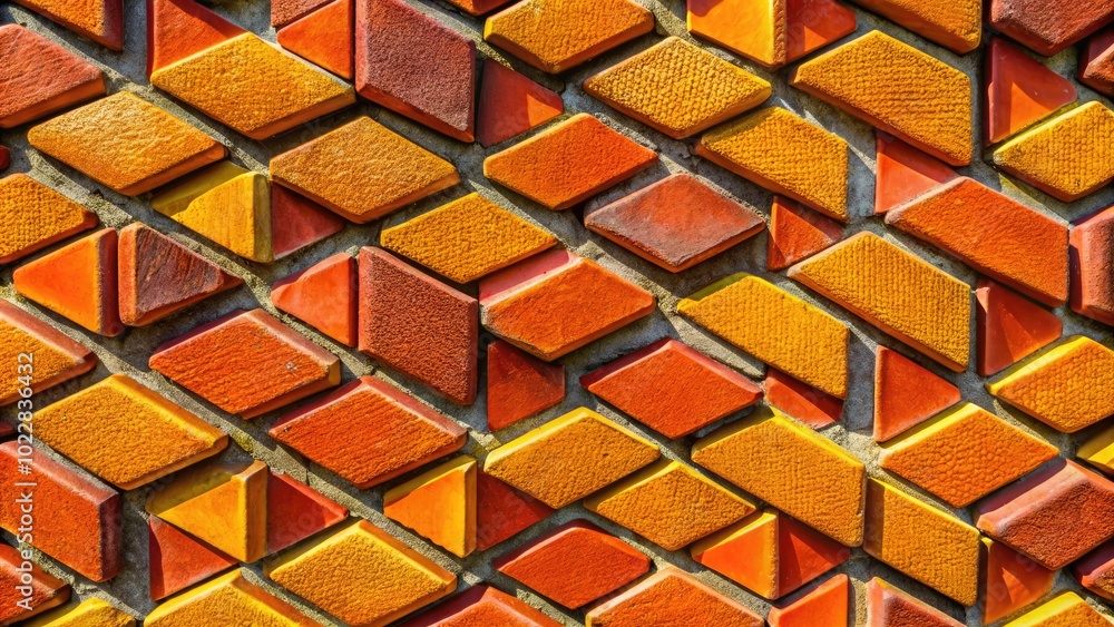 Poster unique pattern of trapezoid bricks forming an interesting textured surface for construction design