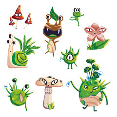 Woodland fantasy creatures set.