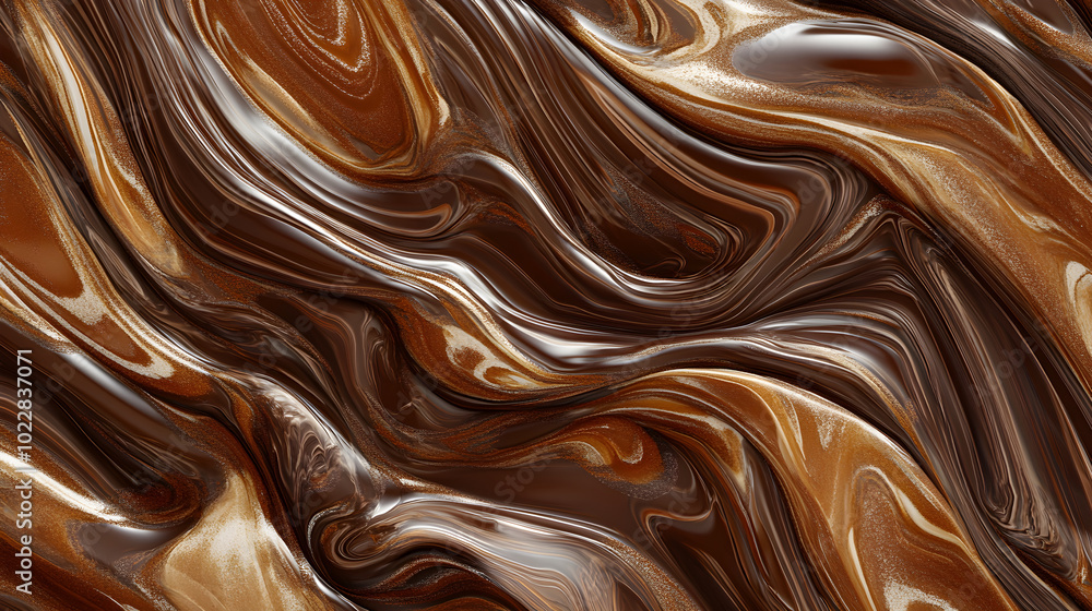 Poster smooth flowing texture of melted chocolate creates a rich and appetizing visual, showcasing swirls a