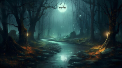 magical nighttime walk through the forest
