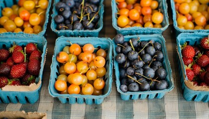 Vibrant farmer s market showcasing a variety of fresh fruits and vegetables for sale