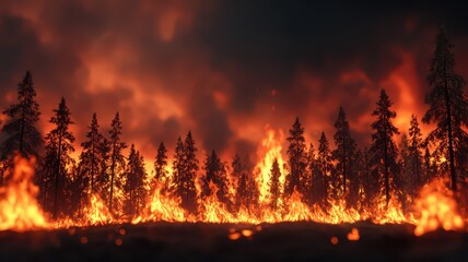 wildfires raging through forests, highlighting the devastating consequences of climate change.