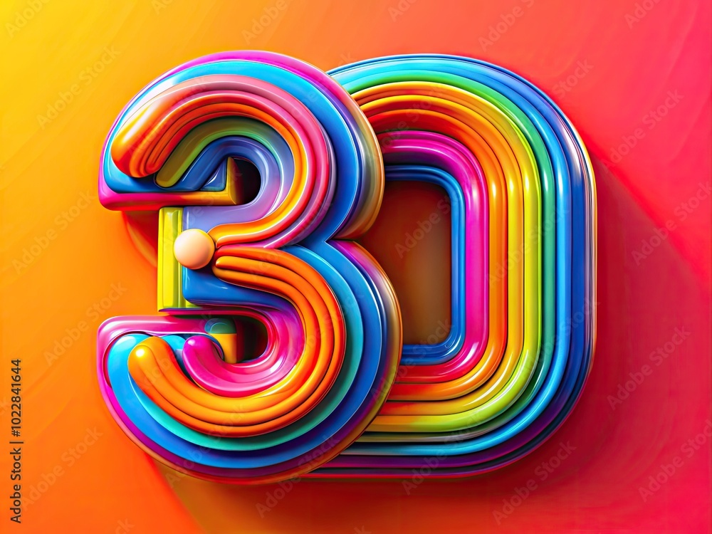 Poster vibrant 3d typography design with colorful text elements for modern digital and print applications