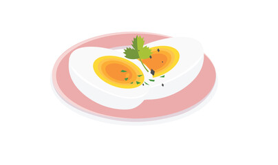 Boiled egg clipart. Egg dish vector. Food clipart. Flat vector in cartoon style isolated on white background.