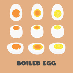 Boiled egg clipart. Egg dish vector. Food clipart. Flat vector in cartoon style isolated on white background.