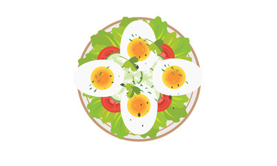 Boiled egg clipart. Egg dish vector. Food clipart. Flat vector in cartoon style isolated on white background.