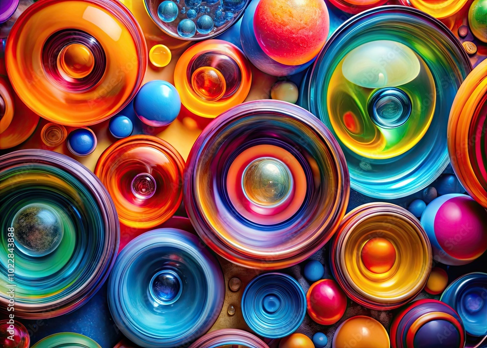 Aufkleber vibrant abstract art featuring colorful circles and shapes in a dynamic composition for creative des
