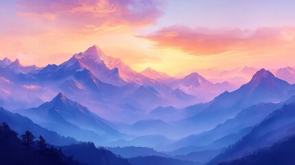 Obraz premium Majestic Mountain Range at Sunrise